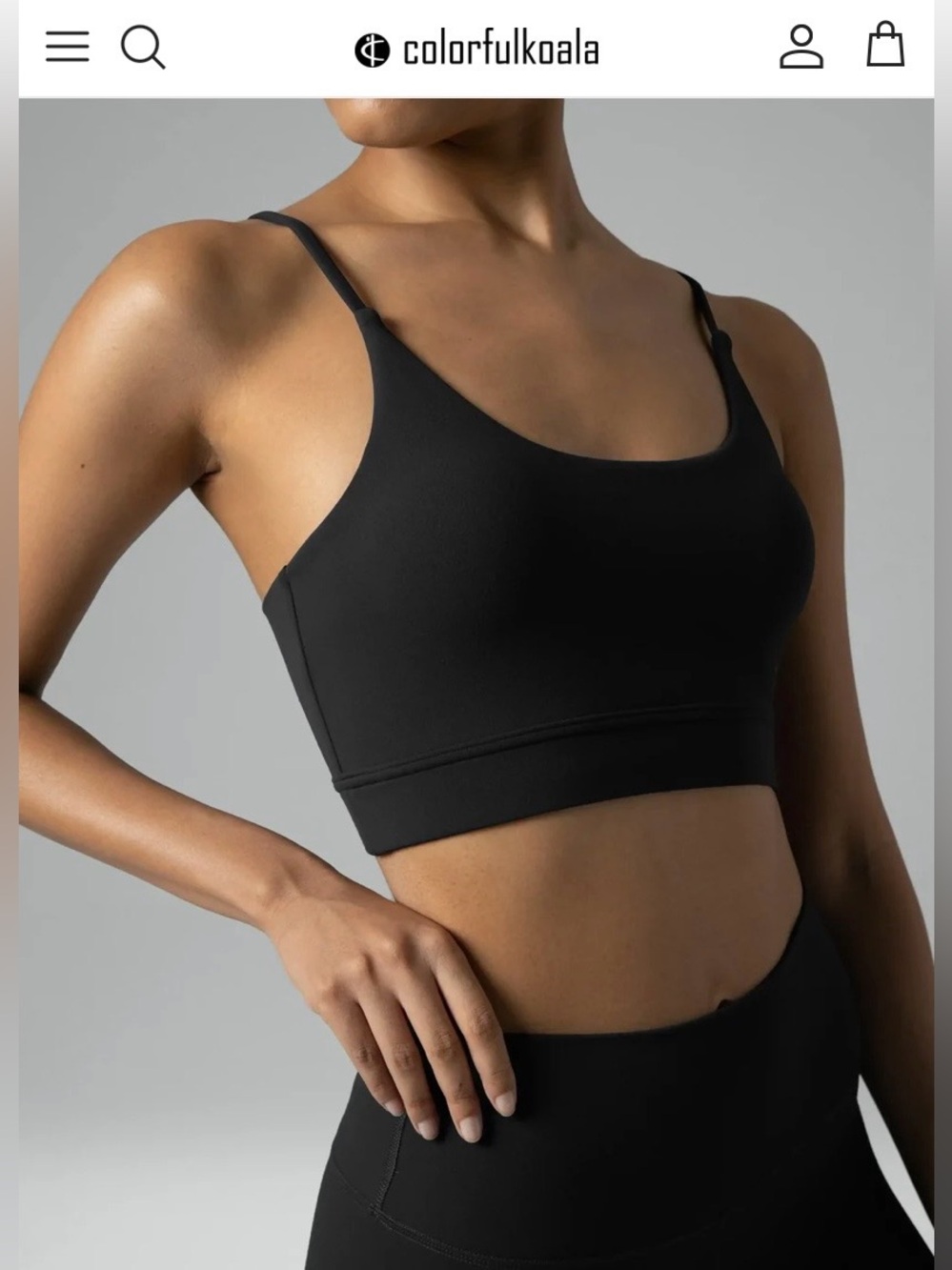 Colorfulkoala Black Scoop Neck Bralette Sports Bra set 🖤